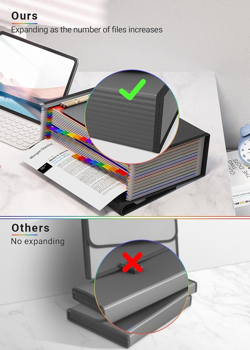 TCJ 25 Pockets Accordion File Organizer with Handle,Expanding File Folders for Documents, A4/Letter Size Paper,a-z Tabs,Perfect Expandable Accordian Filing Folders with Visible Window - Image 4